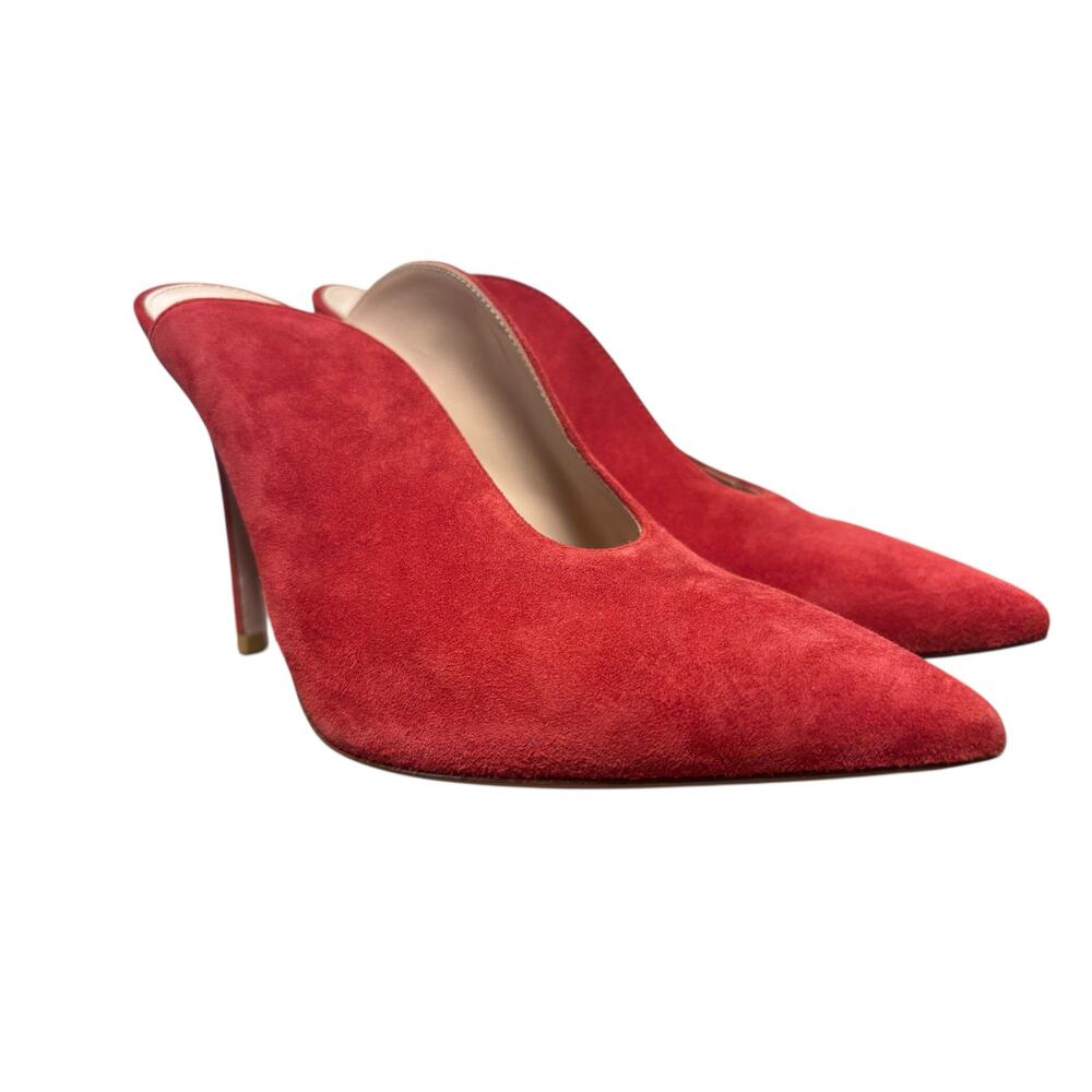 Gianvito Rossi Red Suede Mules Stiletto Pumps Size 37 6.5 - Picture 2 of 7